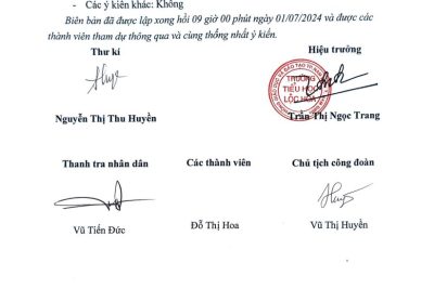 VV kết thúc niên yết công khai các điều kiện giáo dục năm học 2023-2024